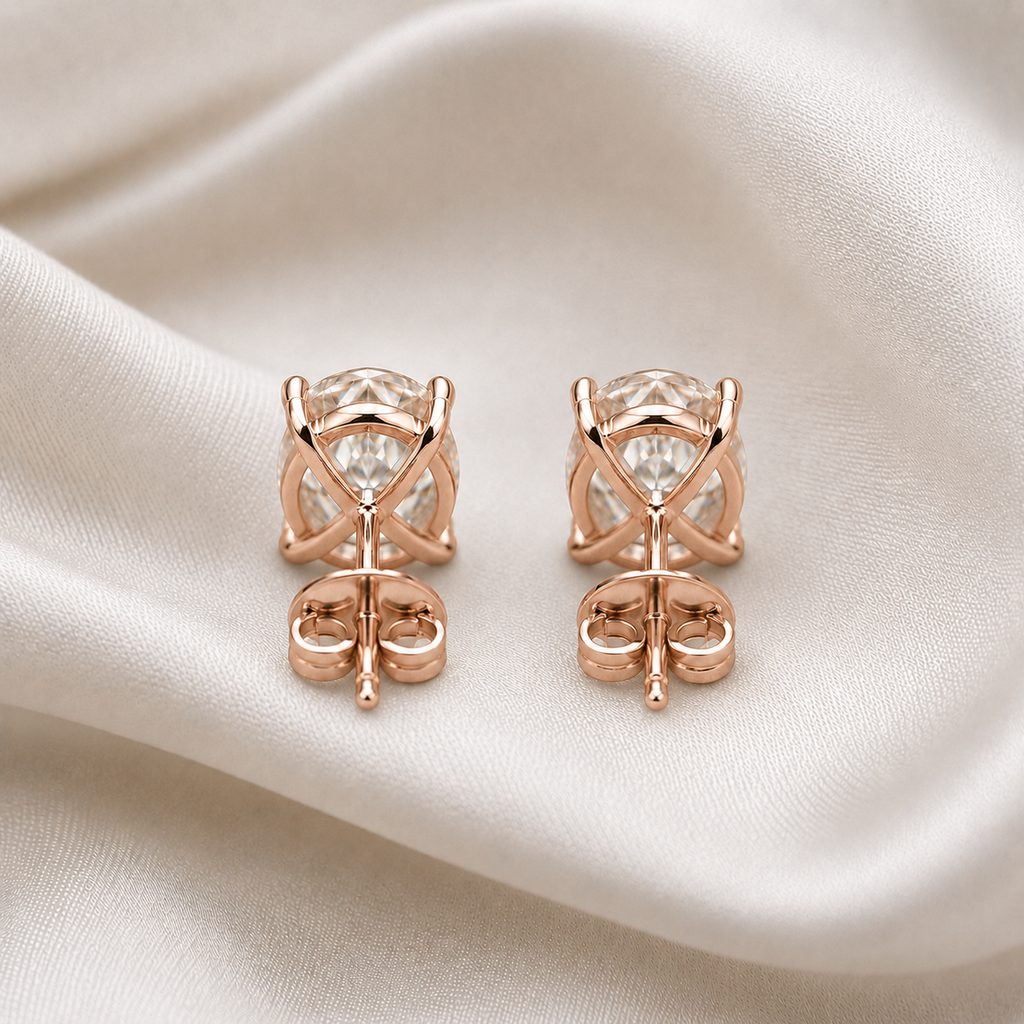 Oval Cut 4-Prong Martini Diamond Stud Earrings | IGI Certified Lab-Grown | 14K & 18K Gold, Platinum