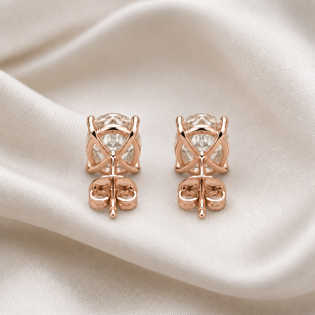 Oval Cut 4-Prong Martini Diamond Stud Earrings | IGI Certified Lab-Grown | 14K & 18K Gold, Platinum