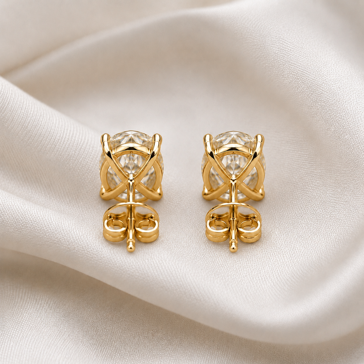 Oval Cut 4-Prong Martini Diamond Stud Earrings | IGI Certified Lab-Grown | 14K & 18K Gold, Platinum