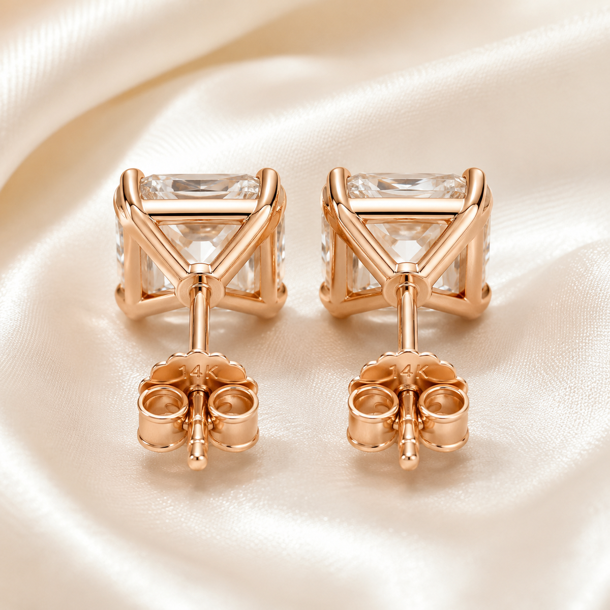 Radiant Cut 4-Prong Martini Diamond Stud Earrings | IGI Certified Lab-Grown | 14K & 18K Gold, Platinum