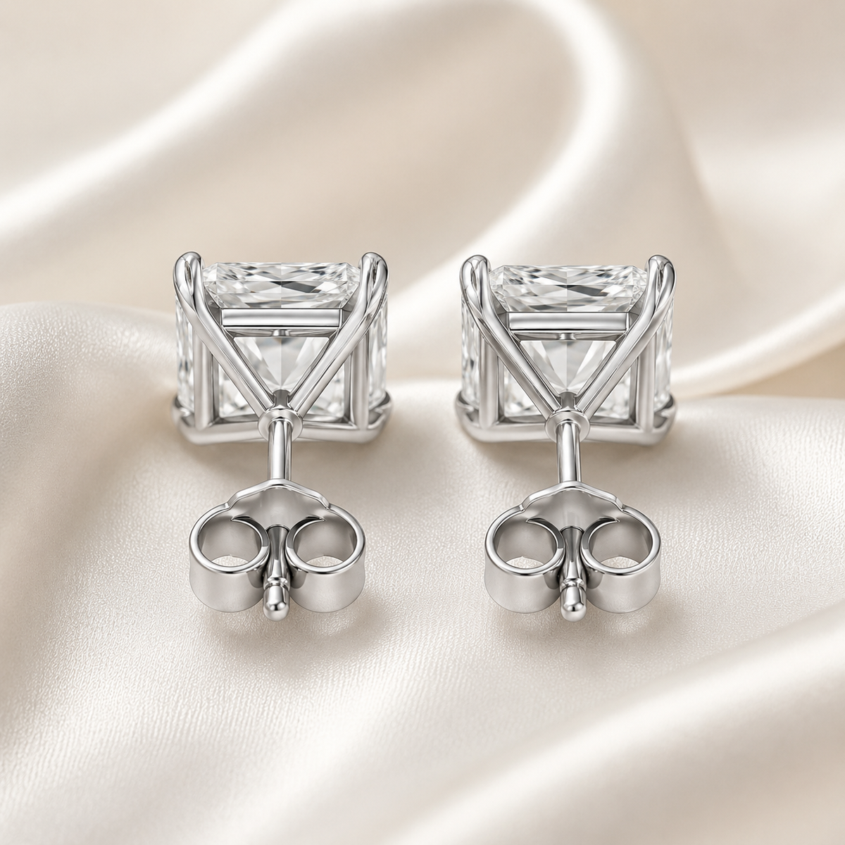 Radiant Cut 4-Prong Martini Diamond Stud Earrings | IGI Certified Lab-Grown | 14K & 18K Gold, Platinum