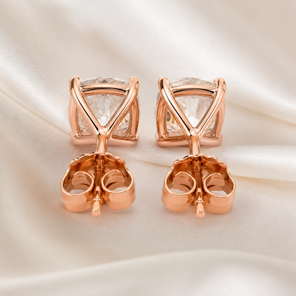 Cushion Cut 4-Prong Martini Diamond Stud Earrings | IGI Certified Lab-Grown | 14K & 18K Gold, Platinum