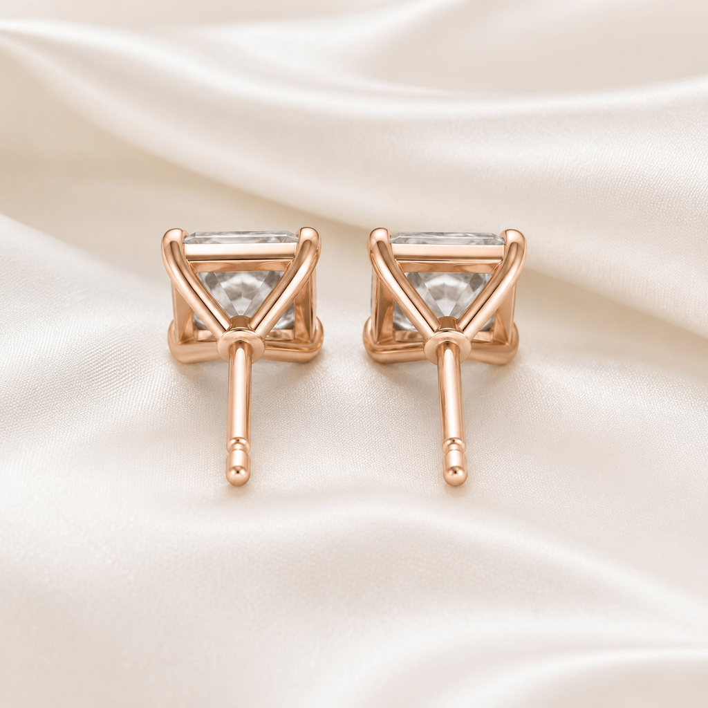 Princess Cut 4-Prong Martini Diamond Stud Earrings | IGI Certified Lab-Grown | 14K & 18K Gold, Platinum