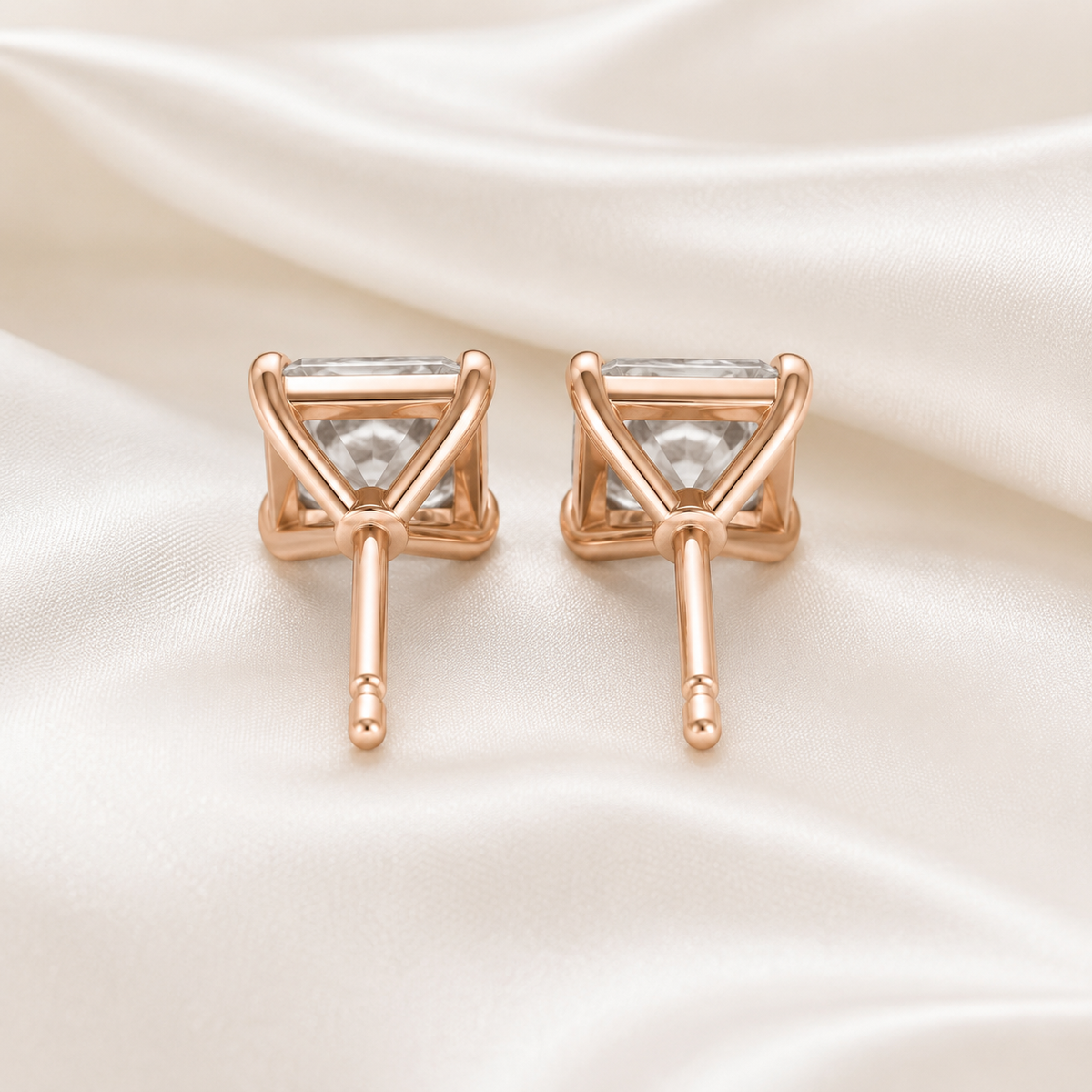 Princess Cut 4-Prong Martini Diamond Stud Earrings | IGI Certified Lab-Grown | 14K & 18K Gold, Platinum
