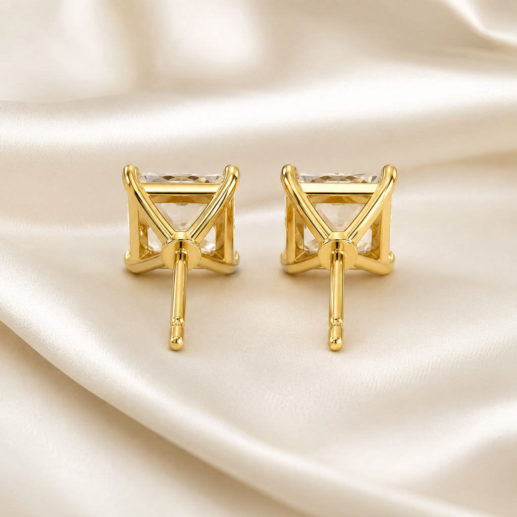 Princess Cut 4-Prong Martini Diamond Stud Earrings | IGI Certified Lab-Grown | 14K & 18K Gold, Platinum