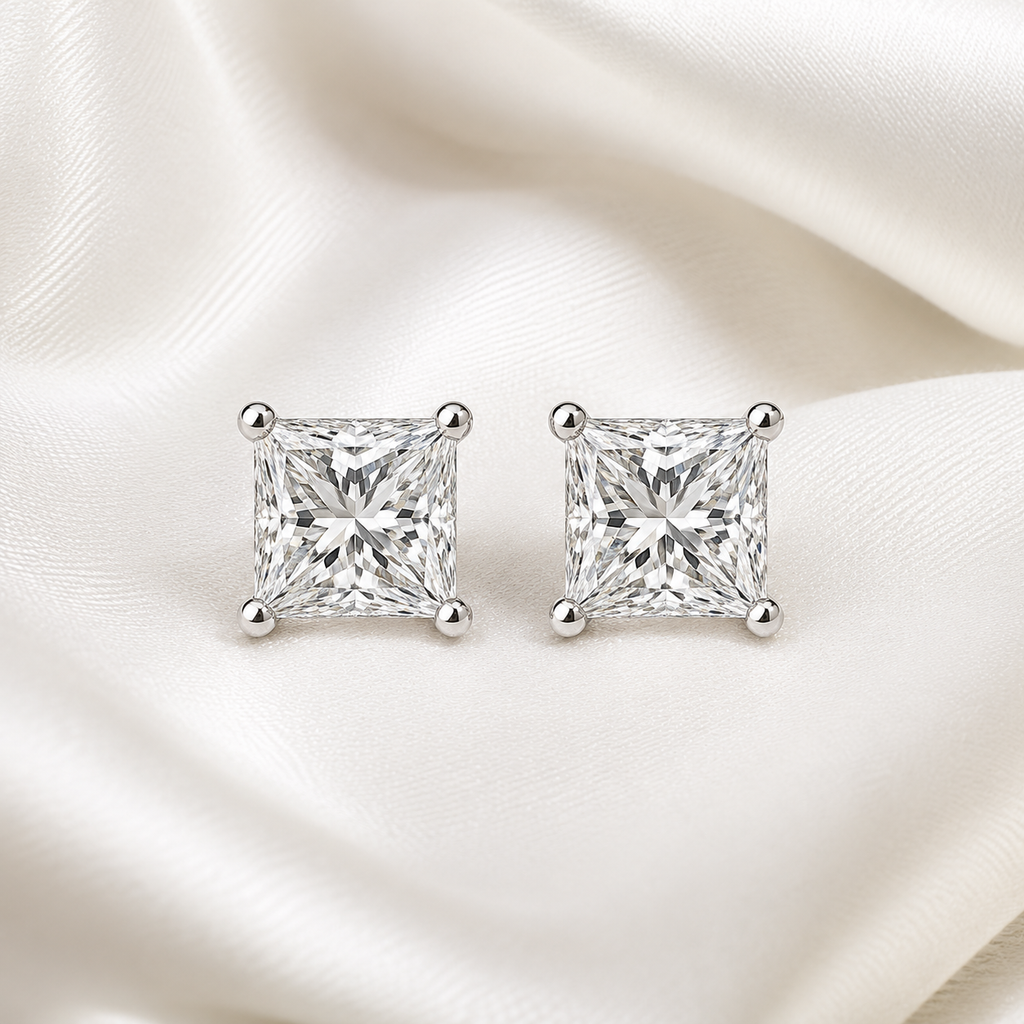 Princess Cut 4-Prong Martini Diamond Stud Earrings | IGI Certified Lab-Grown | 14K & 18K Gold, Platinum
