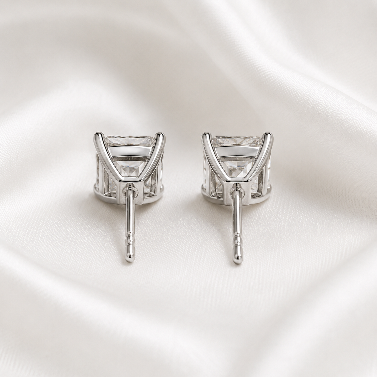 Princess Cut 4-Prong Martini Diamond Stud Earrings | IGI Certified Lab-Grown | 14K & 18K Gold, Platinum