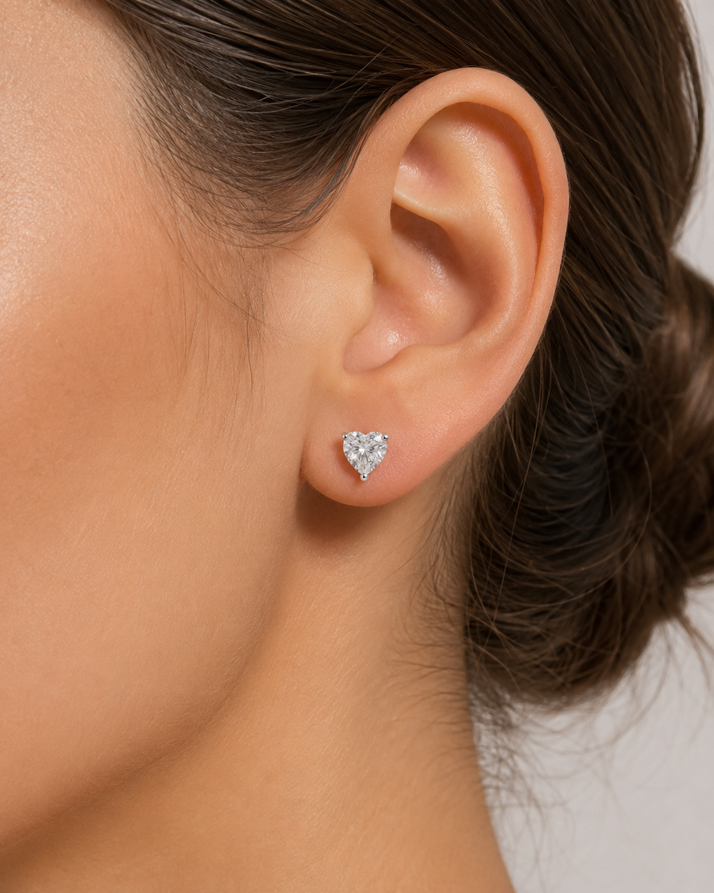 Heart Cut 3-Prong Martini Stud Earrings