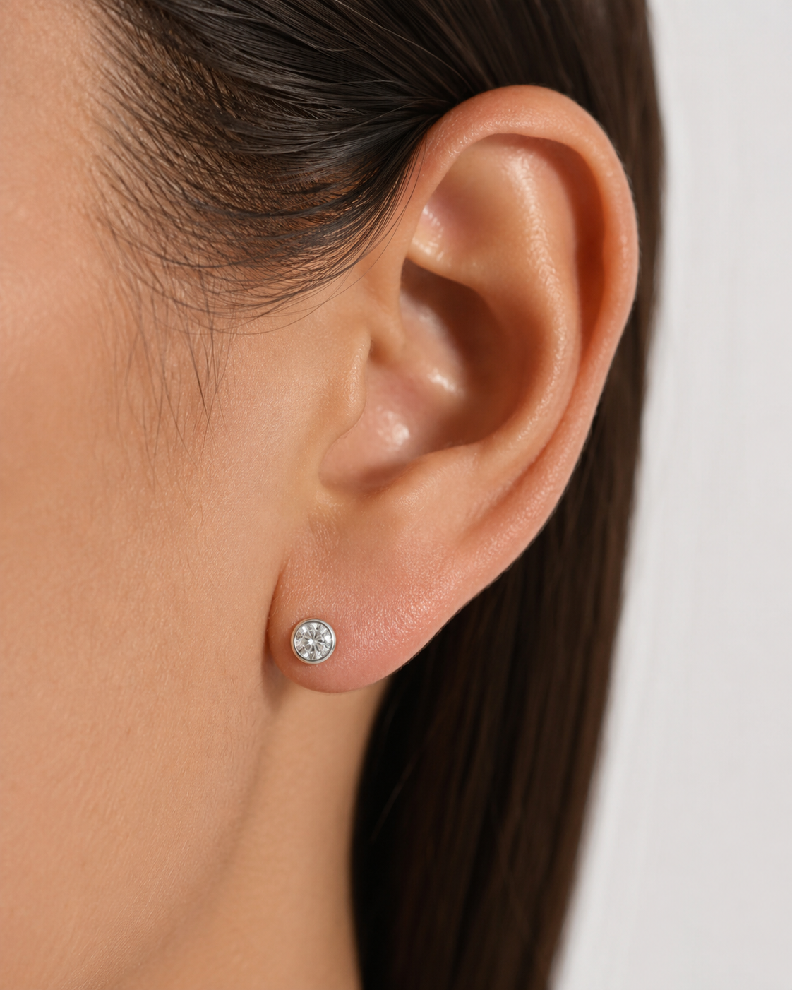 Bezel-Set Round Diamond Stud Earrings | IGI Certified Lab-Grown | 14K & 18K Gold, Platinum