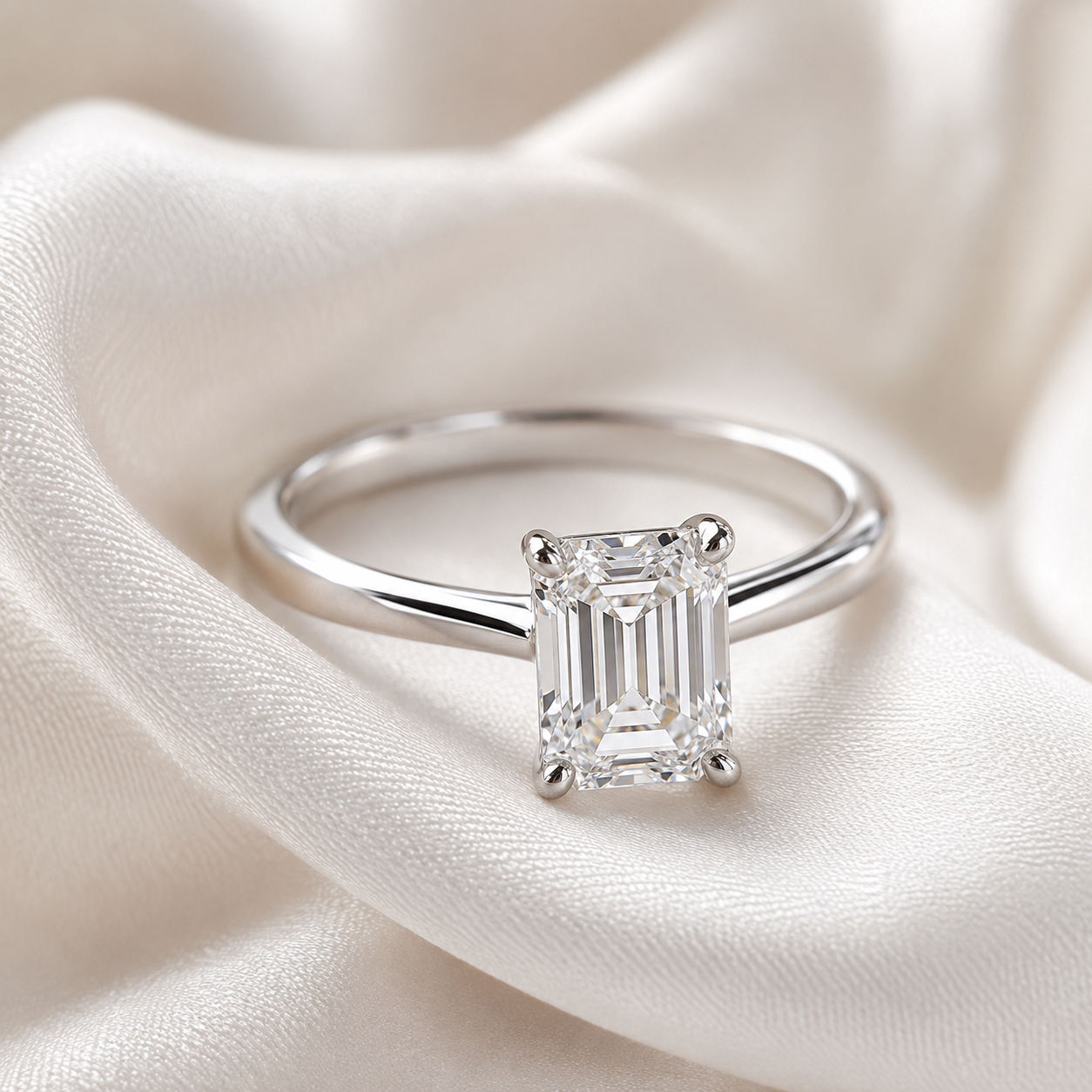 Solitaire Emerald Engagement Ring