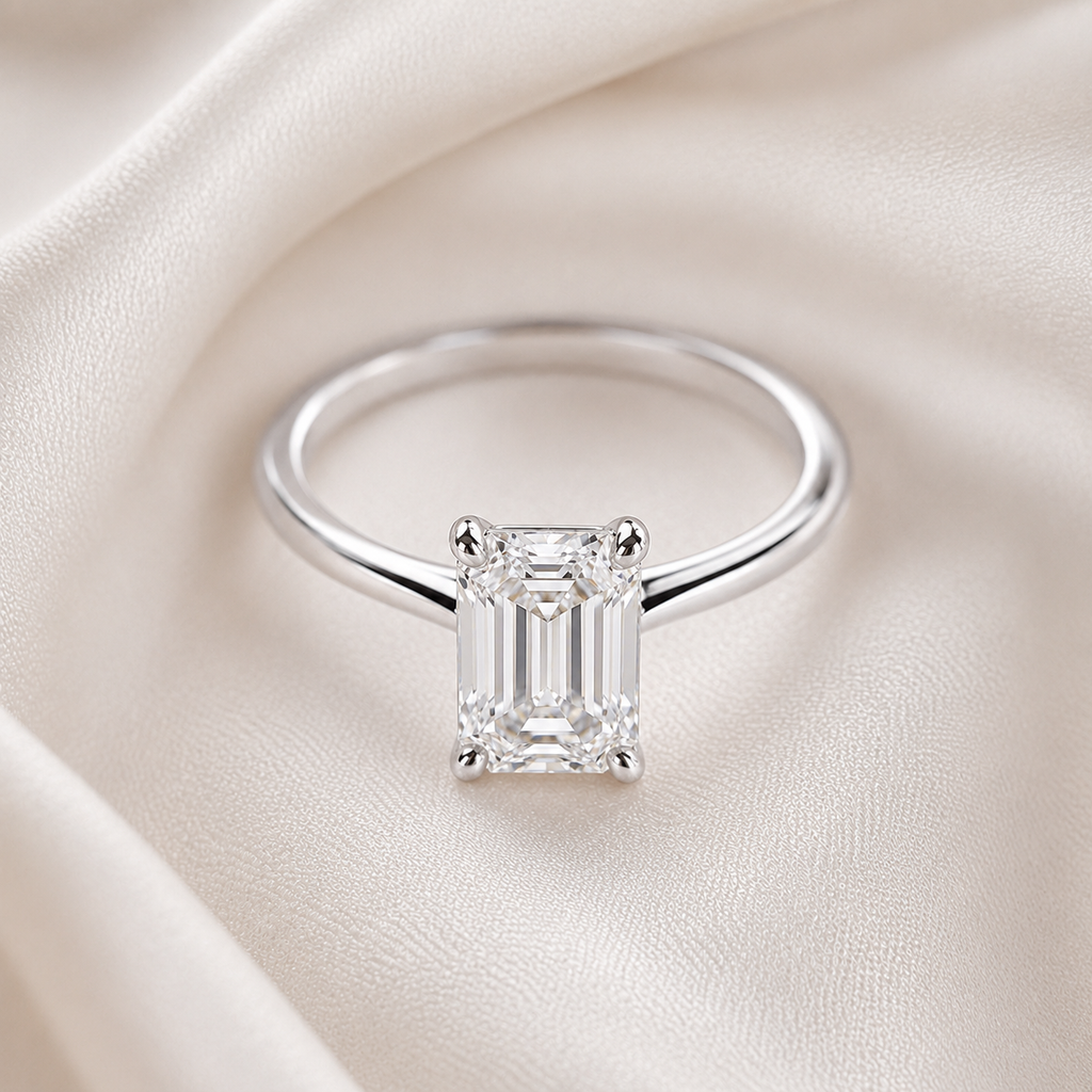 Solitaire Emerald Engagement Ring