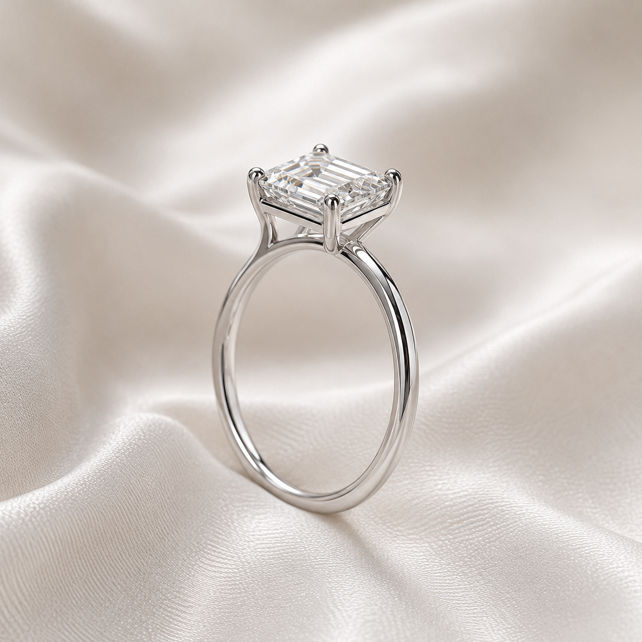 Solitaire Emerald Engagement Ring
