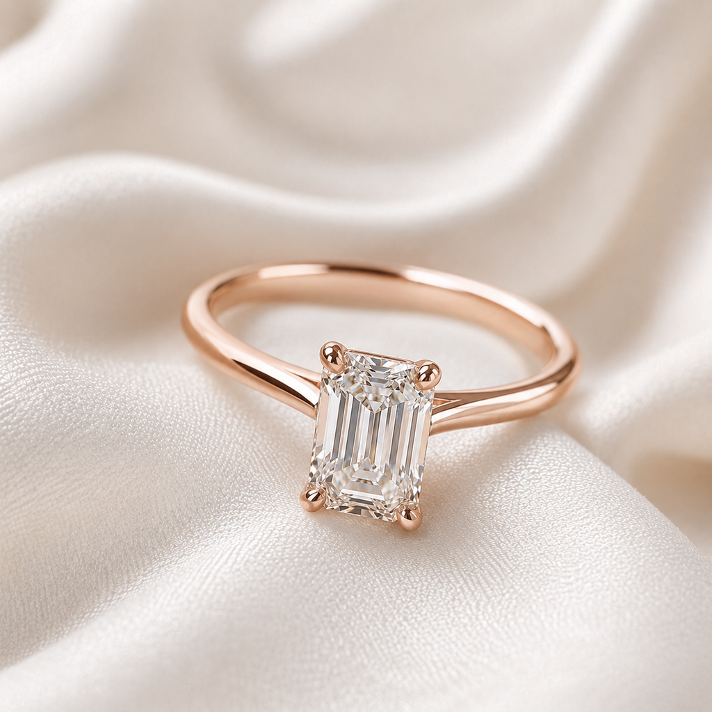 Solitaire Emerald Engagement Ring