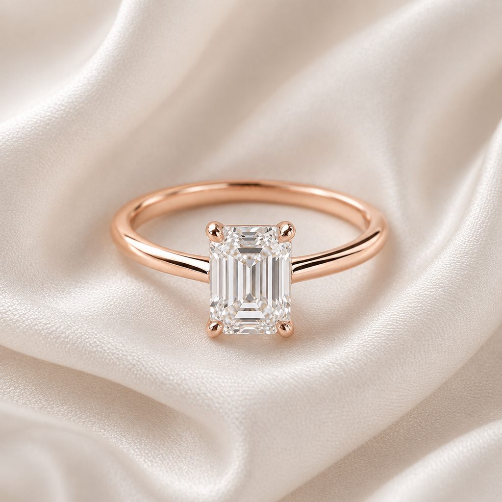 Solitaire Emerald Engagement Ring