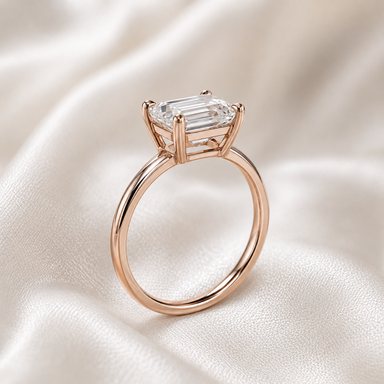 Solitaire Emerald Engagement Ring
