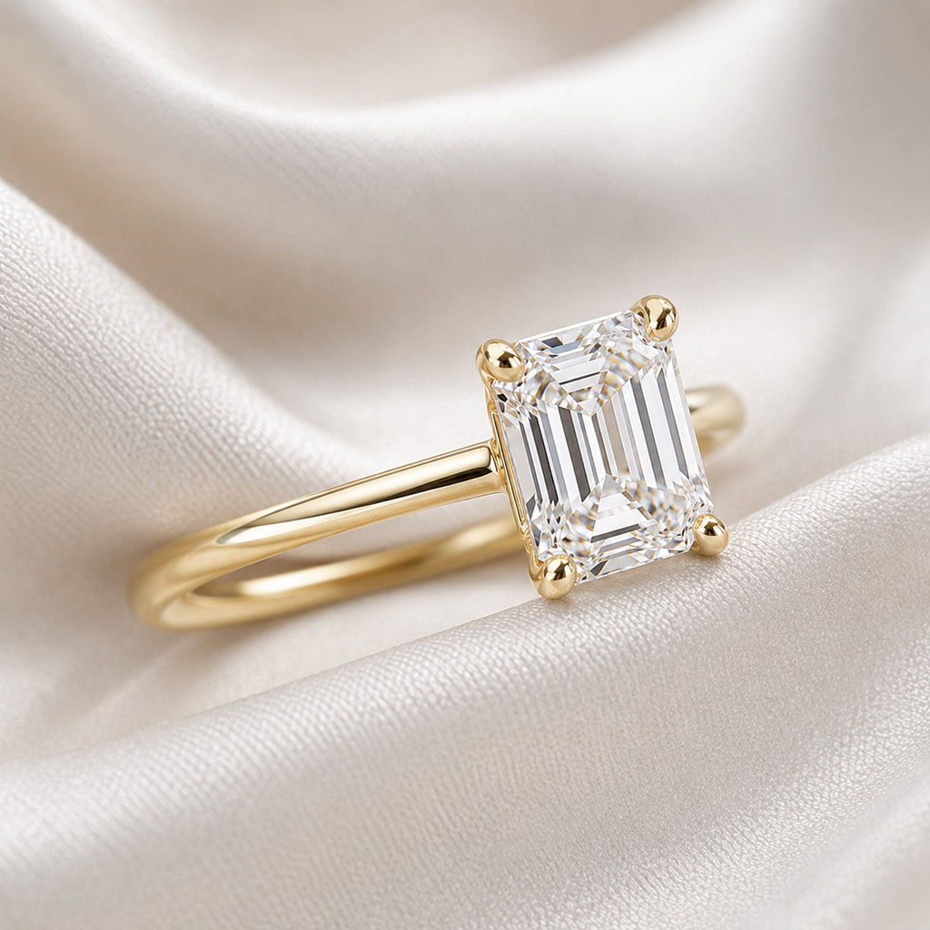 Solitaire Emerald Engagement Ring
