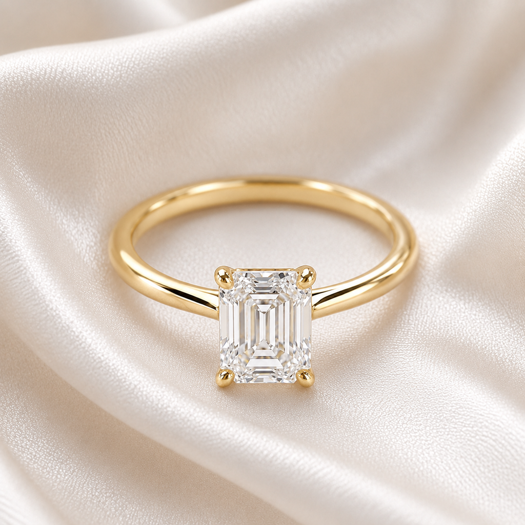 Solitaire Emerald Engagement Ring