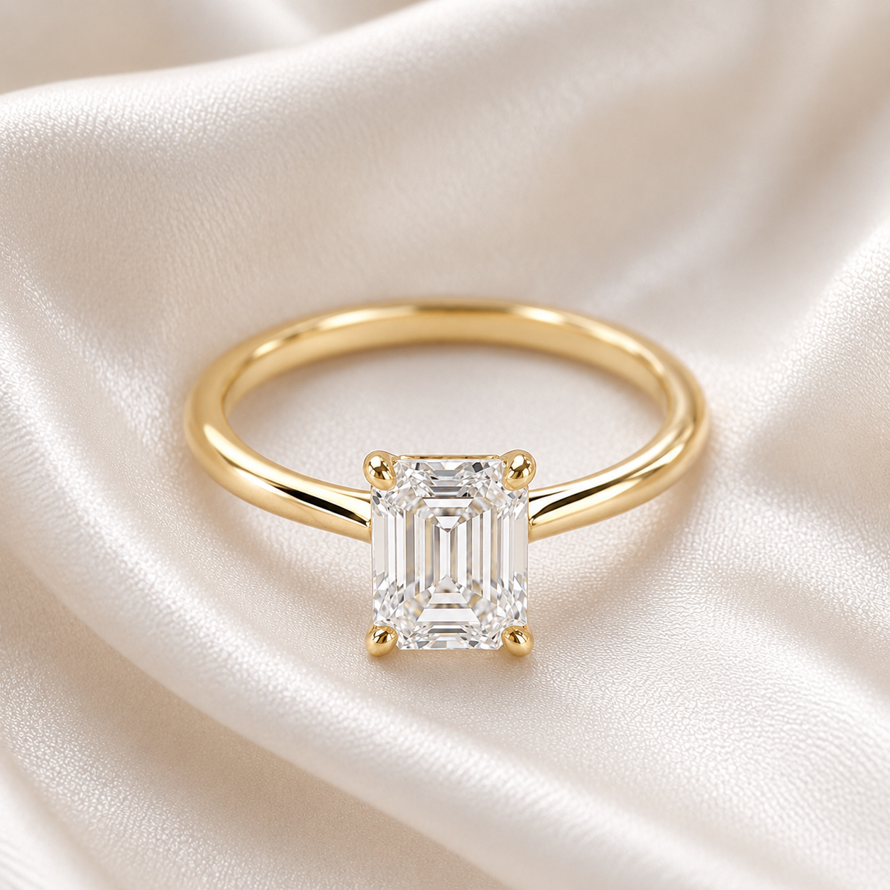 Solitaire Emerald Engagement Ring