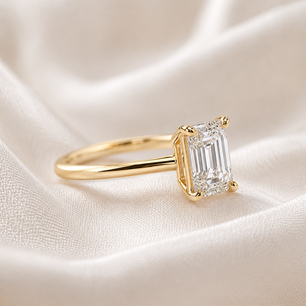 Solitaire Emerald Engagement Ring