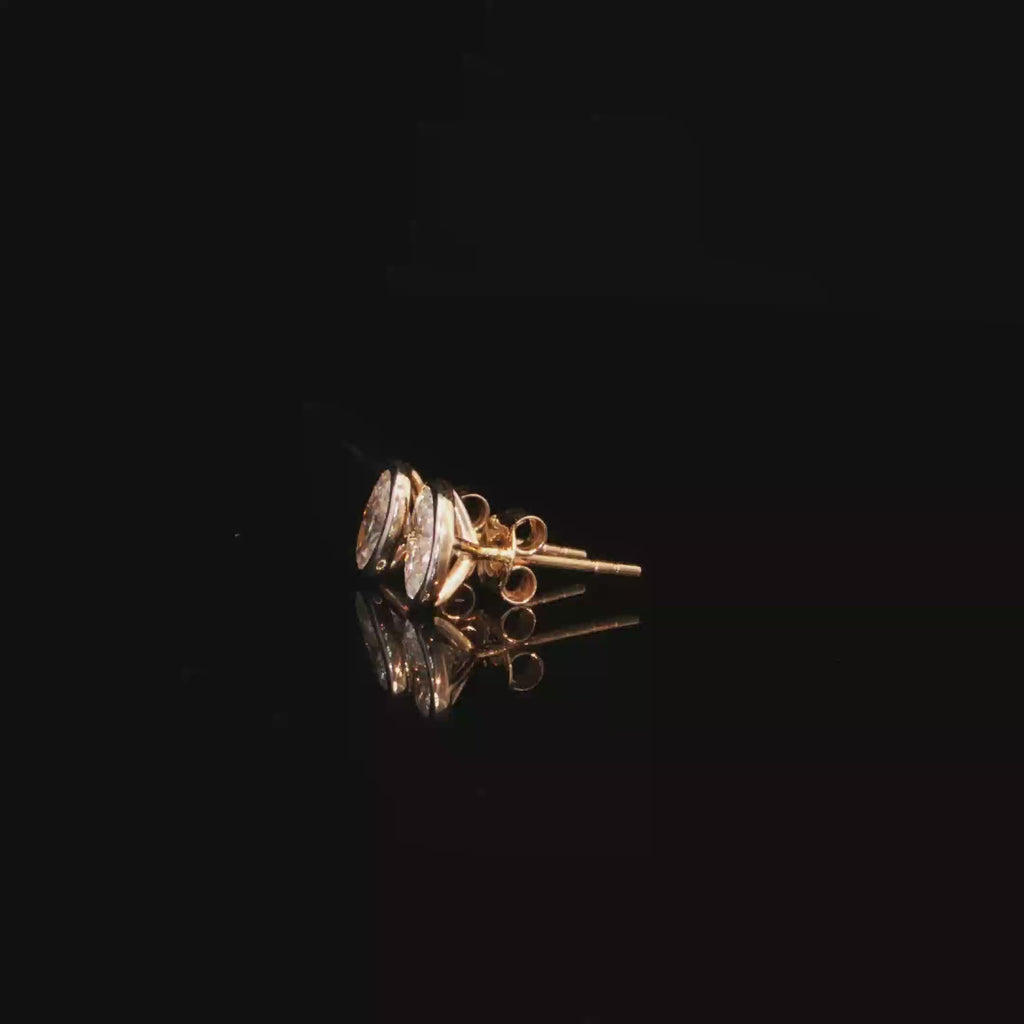 1.32 CTW Oval Cut Lab-Grown Diamond Bezel Stud Earrings in 14K Yellow Gold