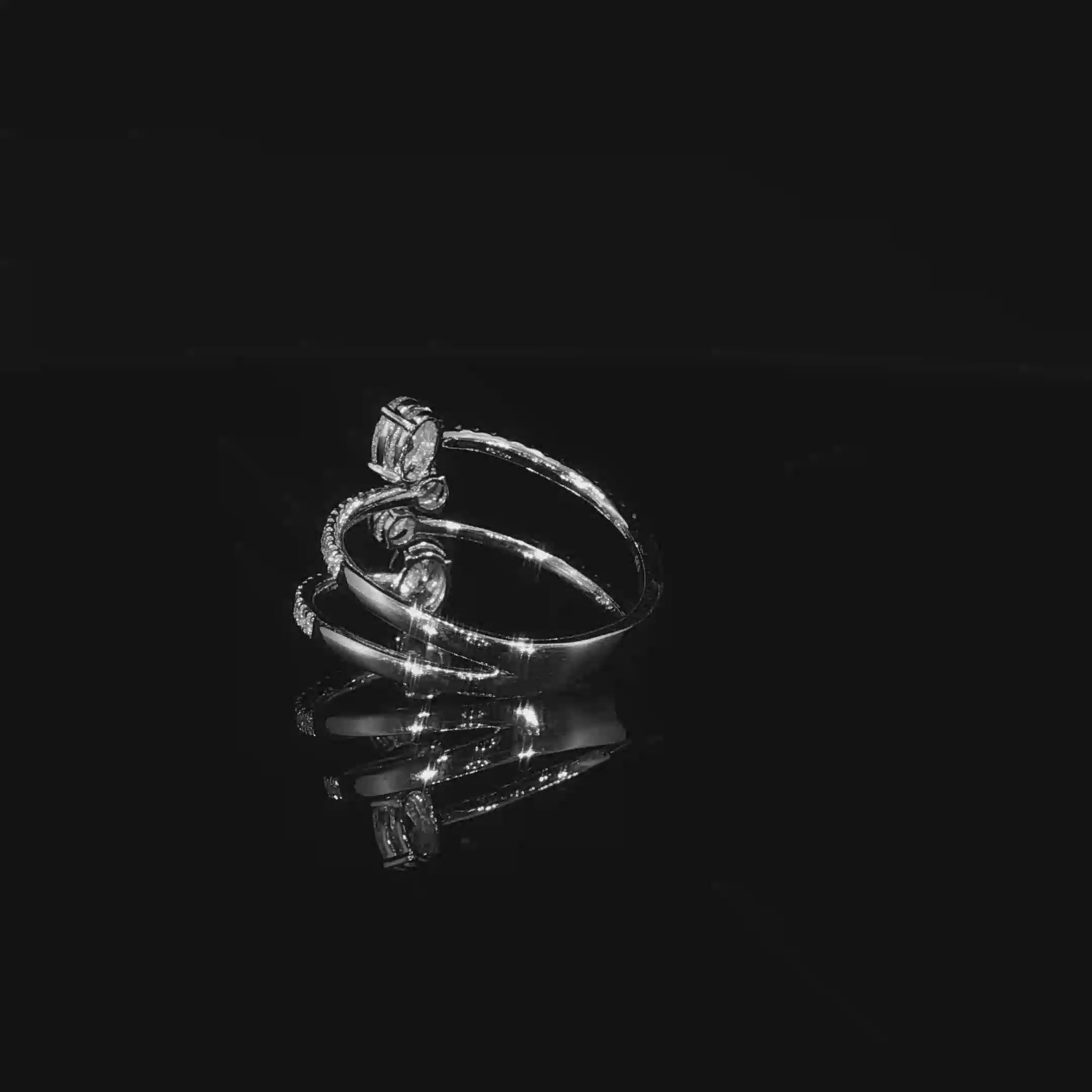 White Gold Diamond Multi-Stone Bypass Ring – 0.95 CTW | IRG0651