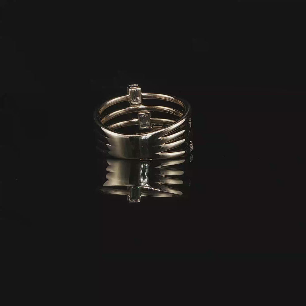 Yellow Gold Multi-Band Diamond Stackable Ring – 1.10 CTW E VS1 | IRG0549
