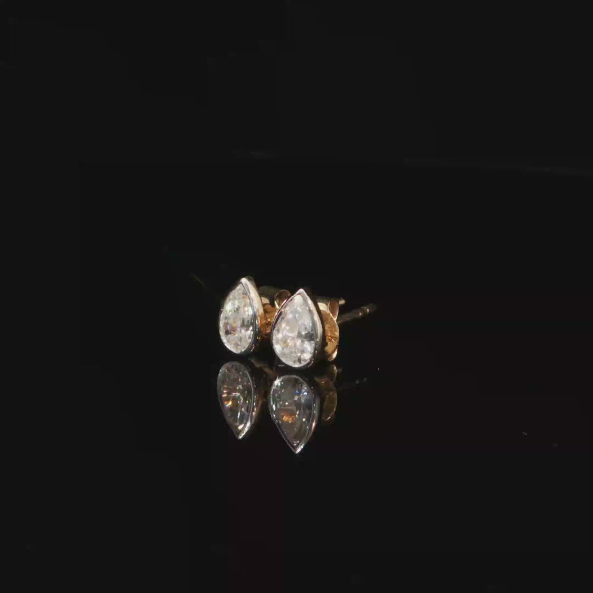 0.84 CTW Pear Cut Lab-Grown Diamond Bezel Stud Earrings in 14K Yellow Gold