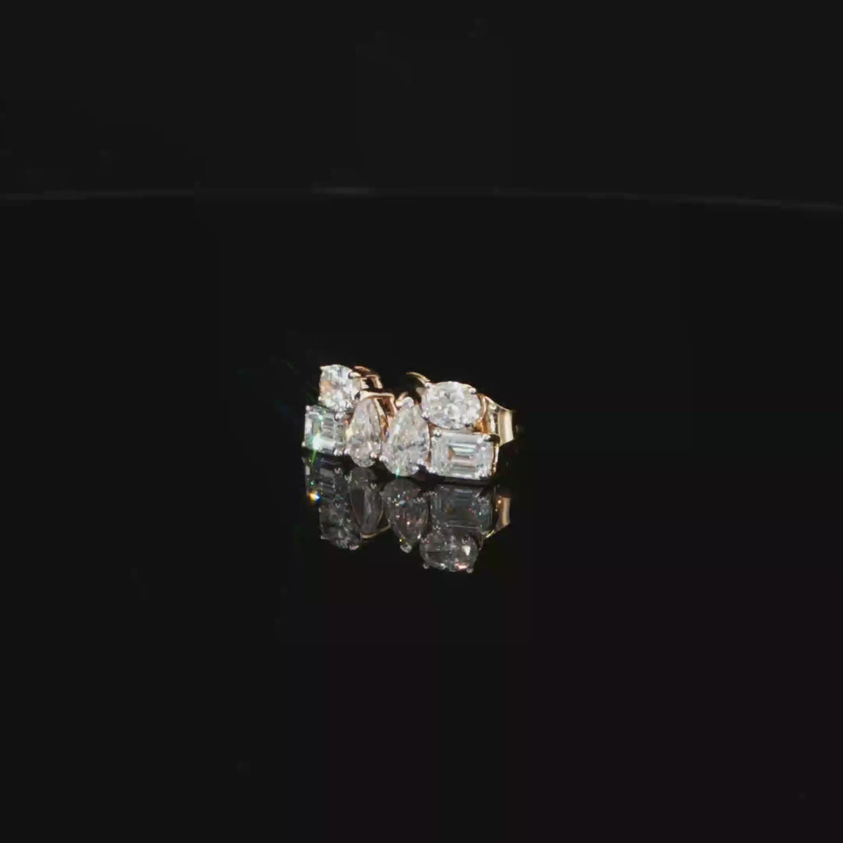 1.11 CTW Multi-Shape Lab-Grown Diamond Cluster Stud Earrings in 14K Yellow Gold