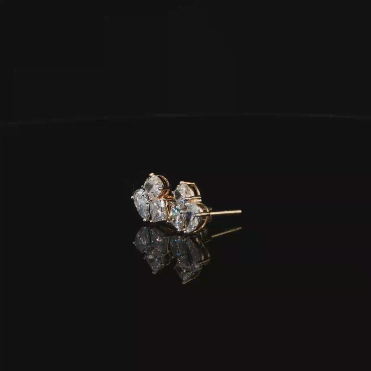 1.56 CTW Multi-Shape Lab-Grown Diamond Cluster Stud Earrings in 14K Yellow Gold