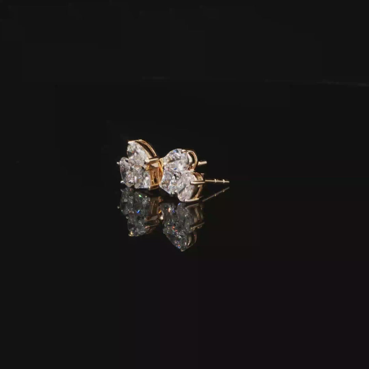1.44 CTW Multi-Shape Lab-Grown Diamond Cluster Stud Earrings in 14K Yellow Gold