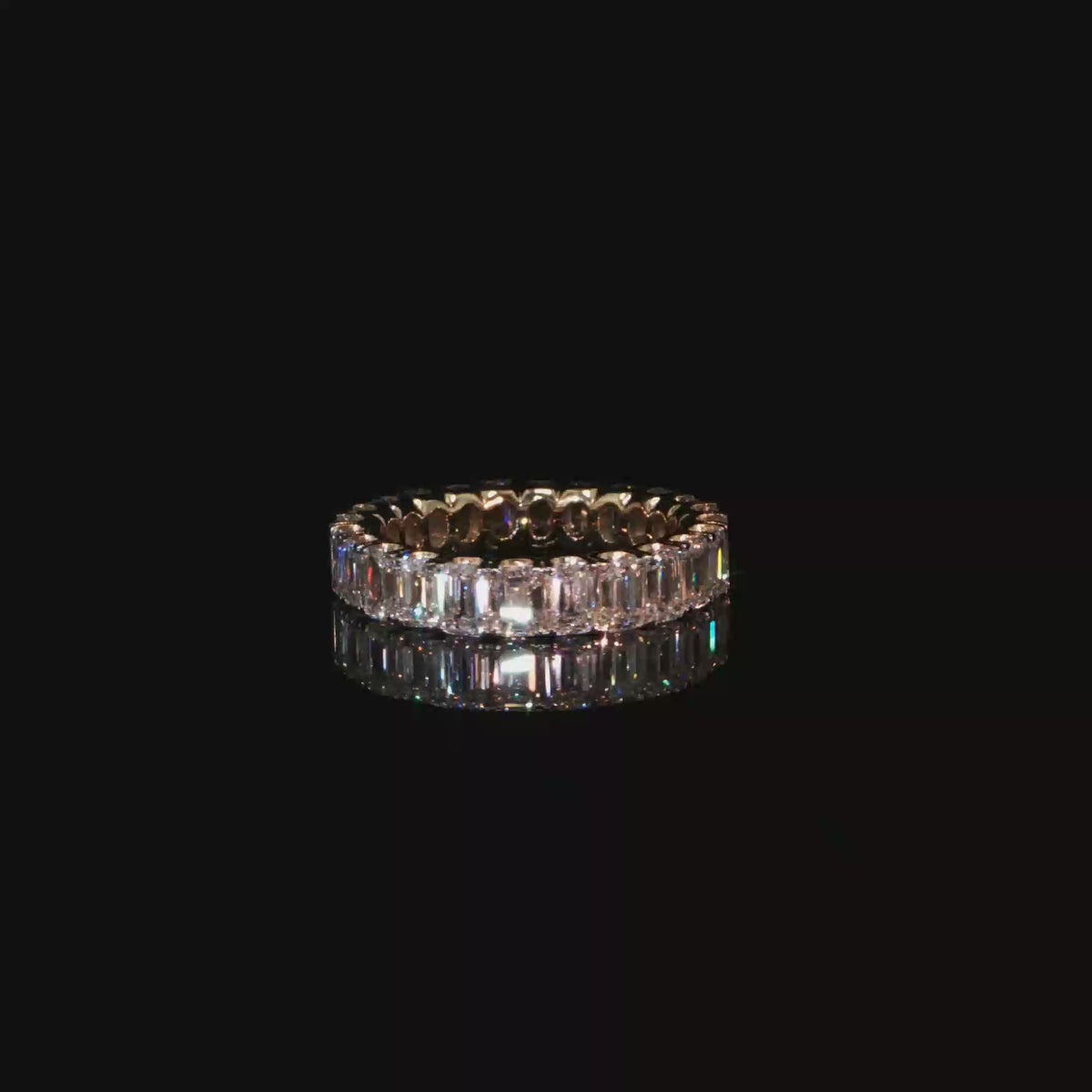 5.016 CTW Emerald Cut Lab-Grown Diamond Eternity Ring in 14K Yellow Gold