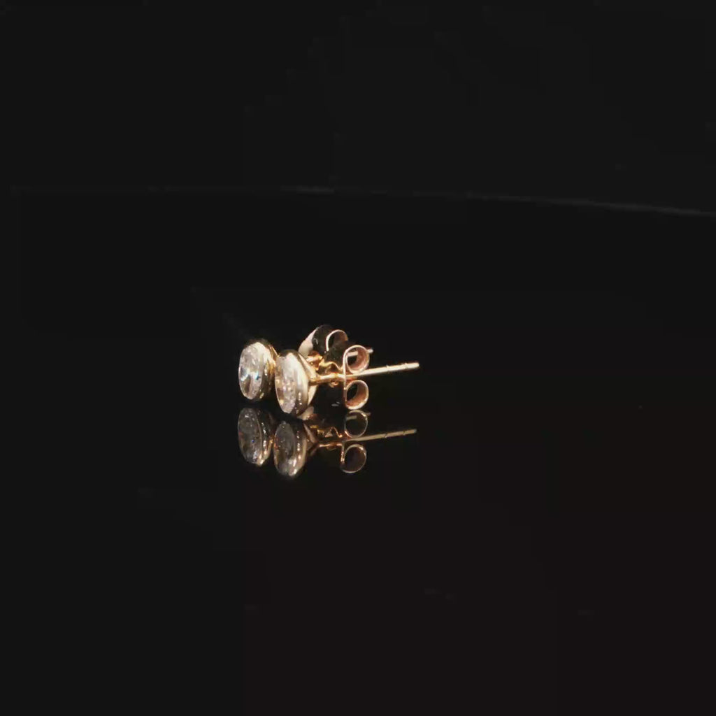 0.495 CTW Oval Cut Lab-Grown Diamond Stud Earrings in 14K Yellow Gold