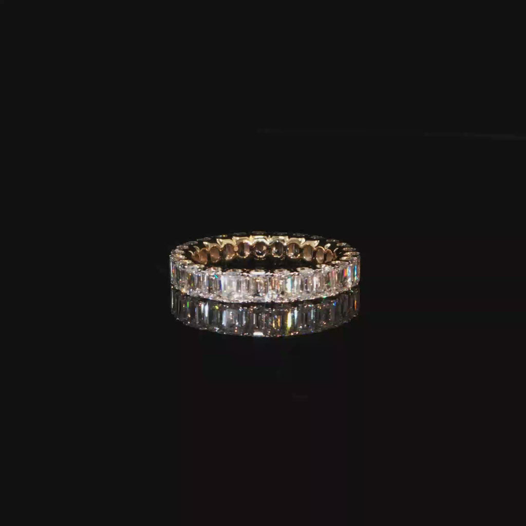 3.56 CTW Emerald Cut Lab-Grown Diamond Eternity Ring in 14K Yellow Gold