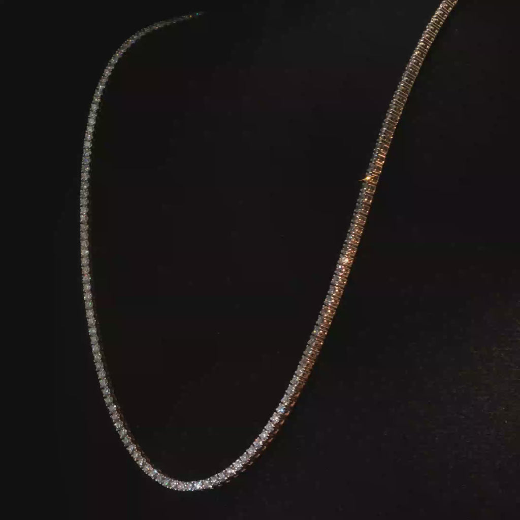 10.96 CTW Round Brilliant Cut Lab-Grown Diamond Tennis Necklace in 14K Yellow Gold