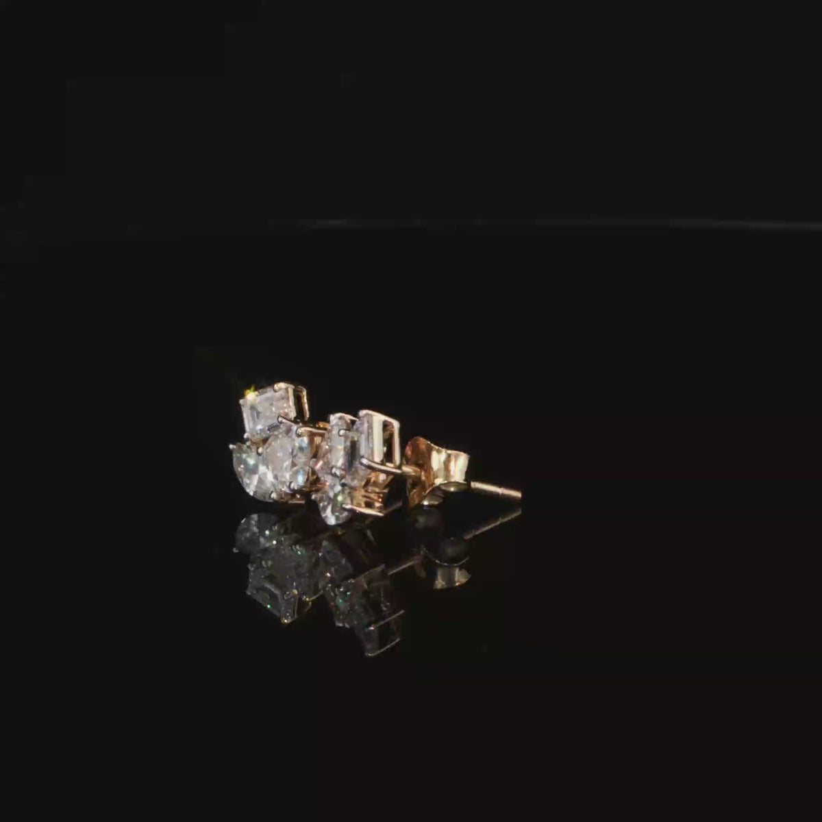 1.29 CTW Multi-Shape Lab-Grown Diamond Cluster Stud Earrings in 14K Yellow Gold
