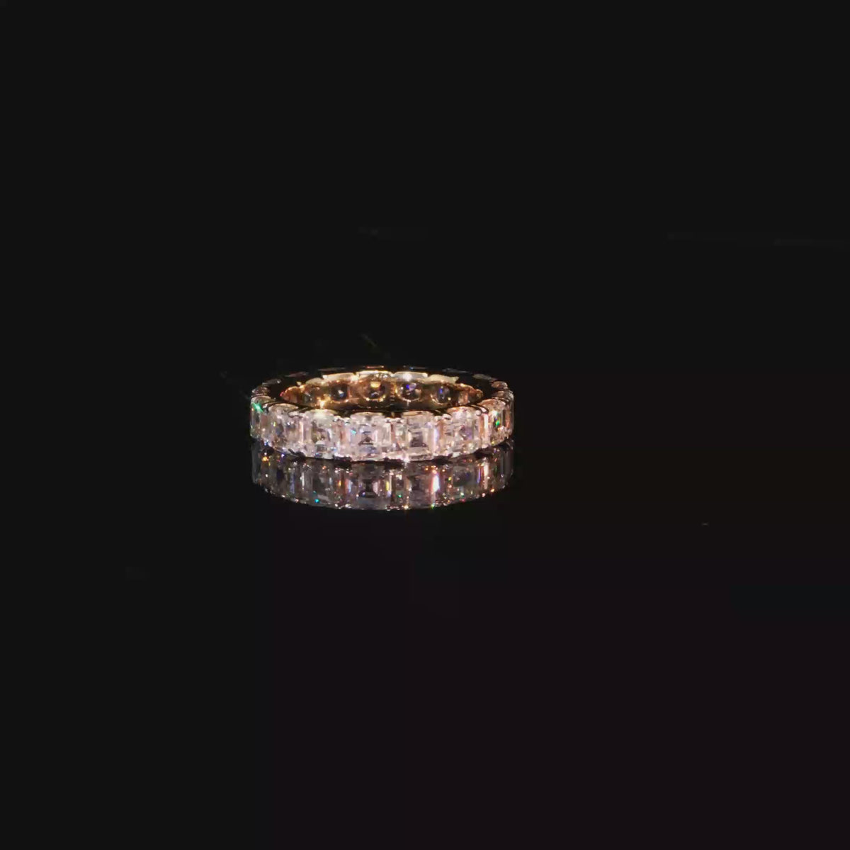 5.67 CTW Asscher Cut Lab-Grown Diamond Eternity Ring in 14K Yellow Gold