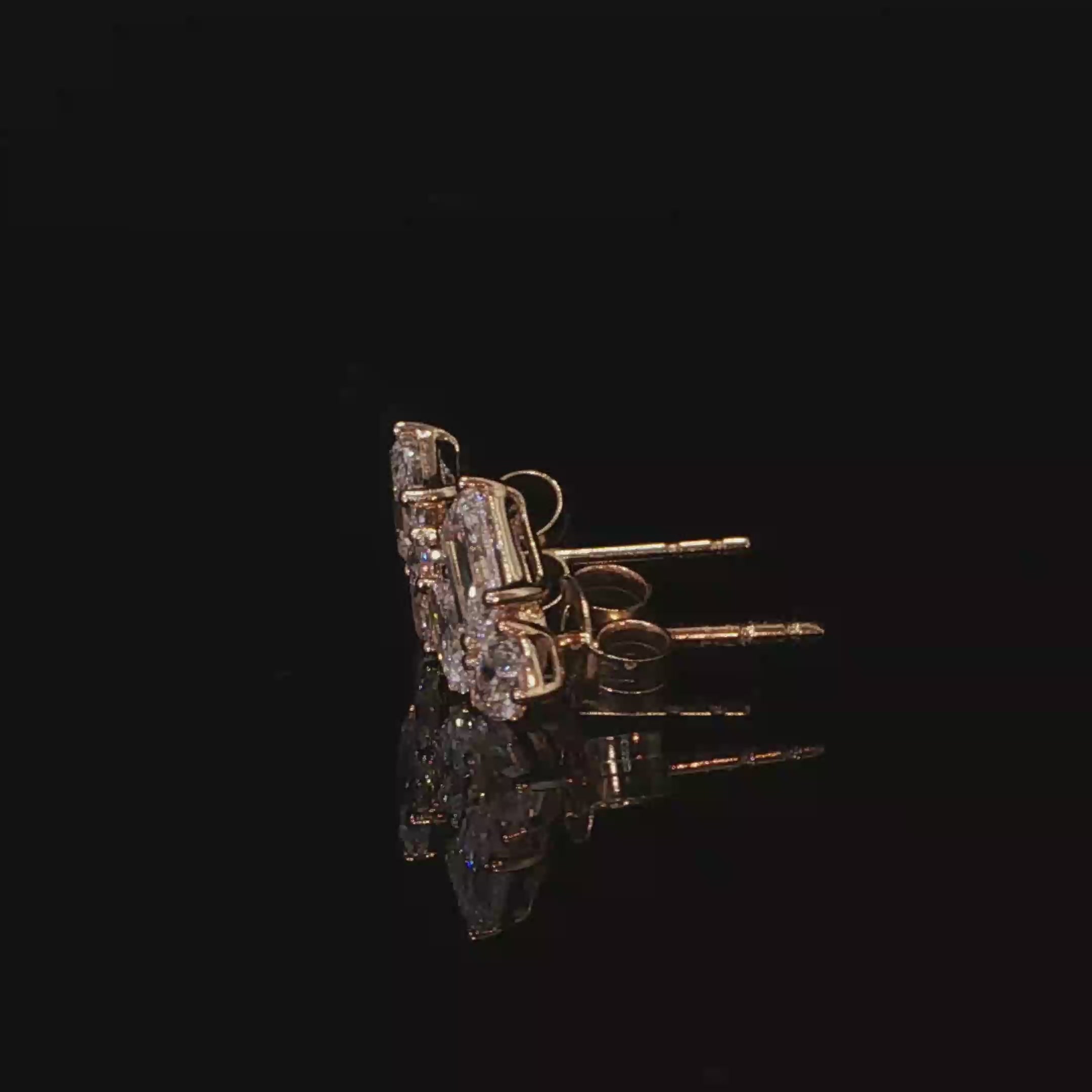 Multi-Stone Diamond Stud Earrings in Yellow Gold – 2.02 CTW E VS1