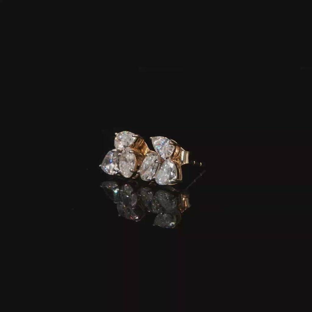 1.32 CTW Multi-Shape Lab-Grown Diamond Cluster Stud Earrings in 14K Yellow Gold