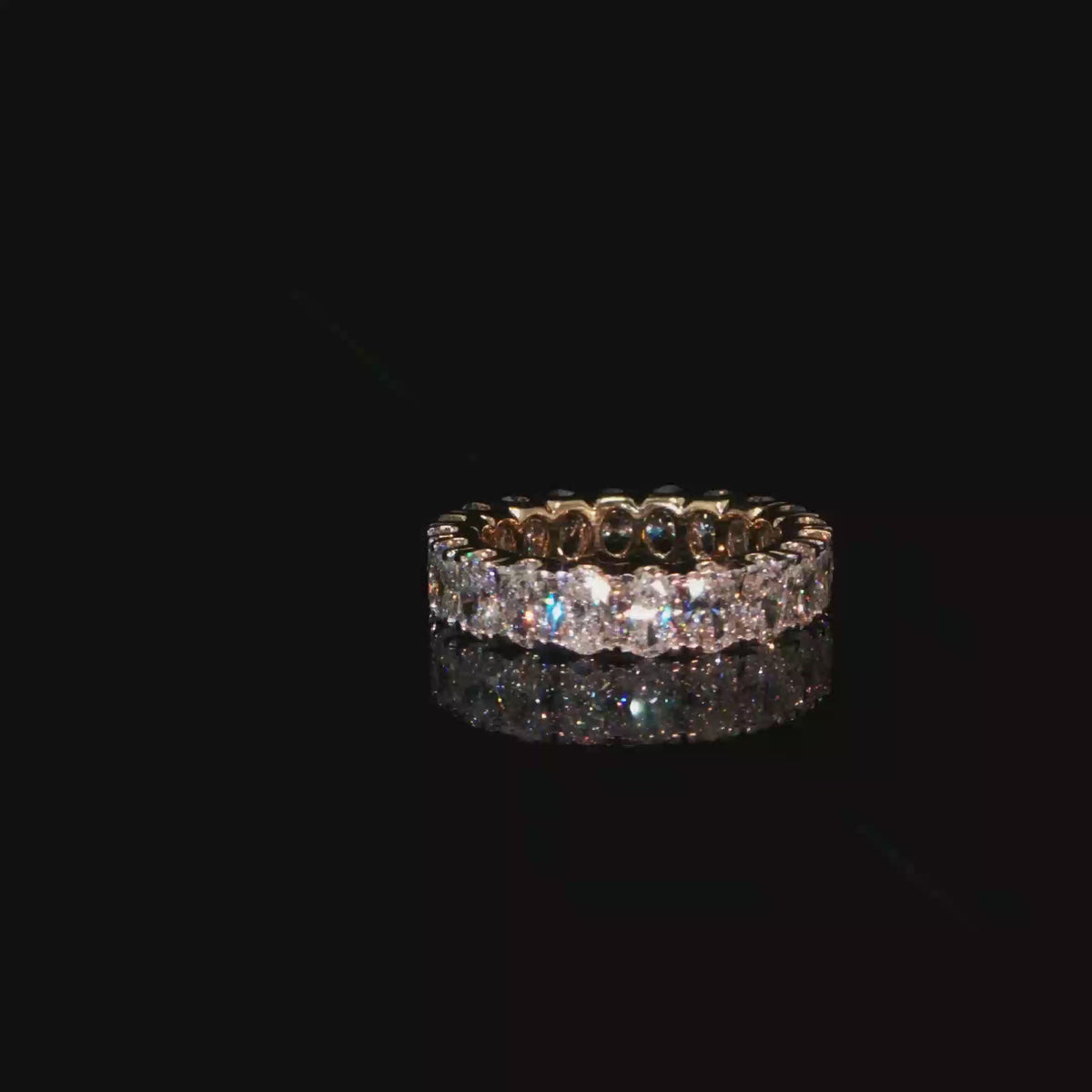 4.34 CTW Oval Cut Lab-Grown Diamond Eternity Ring in 14K Yellow Gold