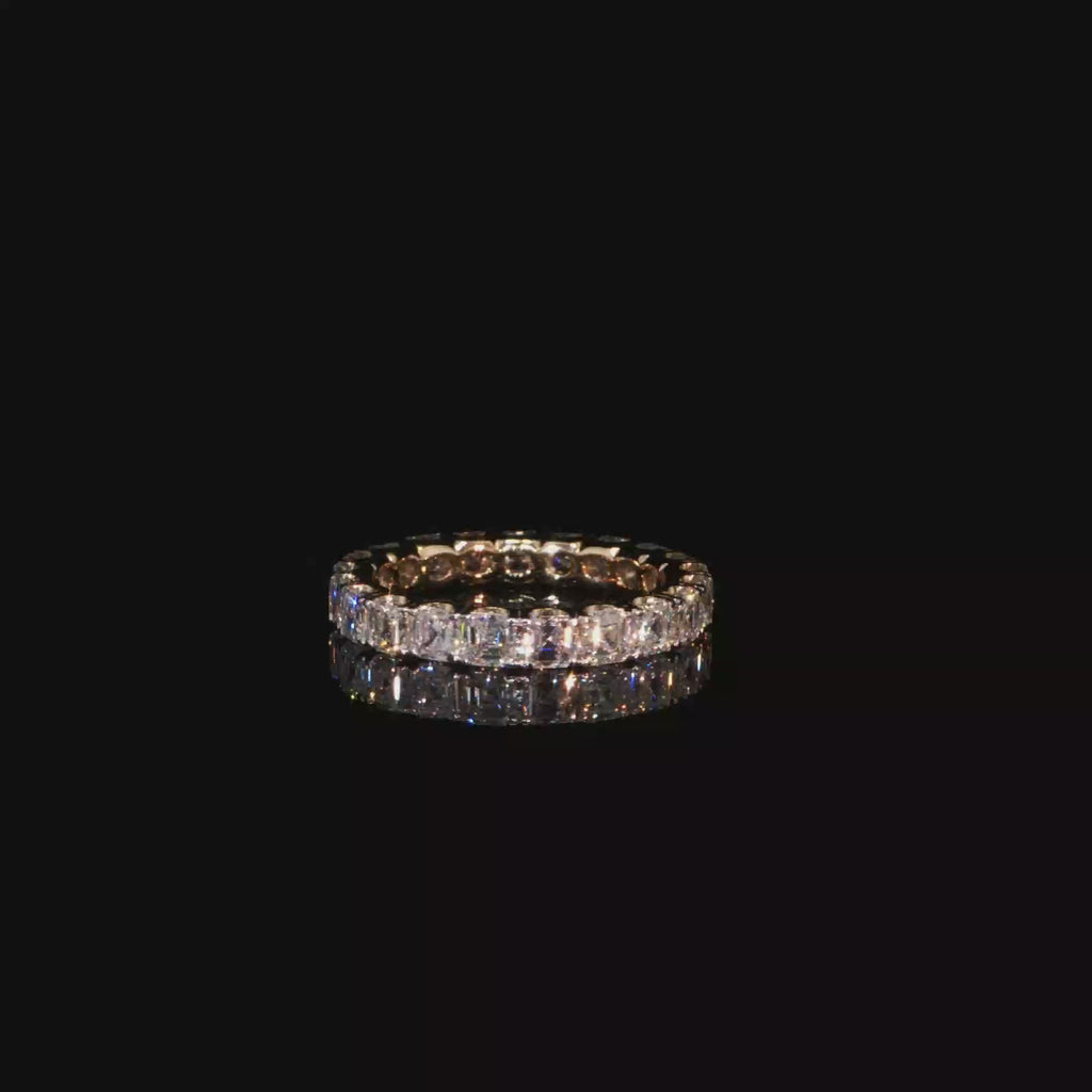 3.26 CTW Asscher Cut Lab-Grown Diamond Eternity Ring in 14K Yellow Gold
