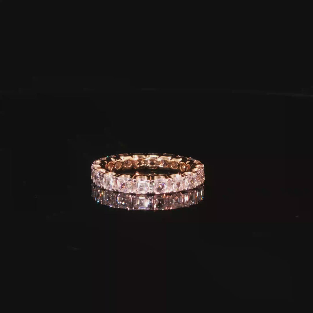 3.17 CTW Asscher Cut Lab-Grown Diamond Eternity Ring in 14K Yellow Gold