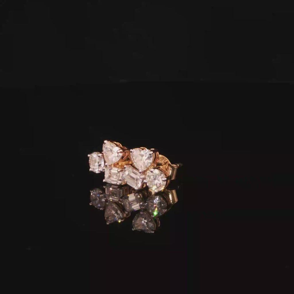 1.43 CTW Multi-Shape Lab-Grown Diamond Cluster Stud Earrings in 14K Yellow Gold
