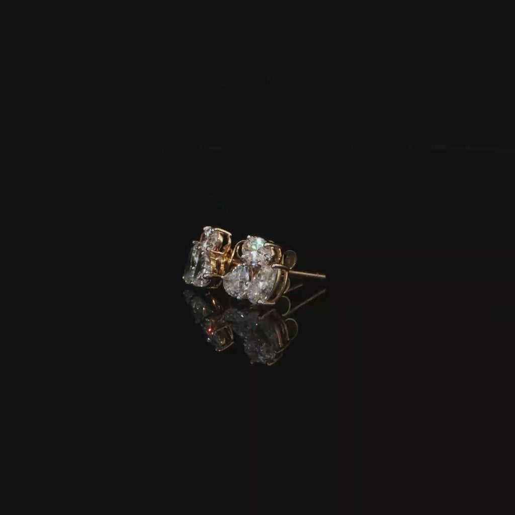 1.43 CTW Multi-Shape Lab-Grown Diamond Cluster Stud Earrings in 14K Yellow Gold
