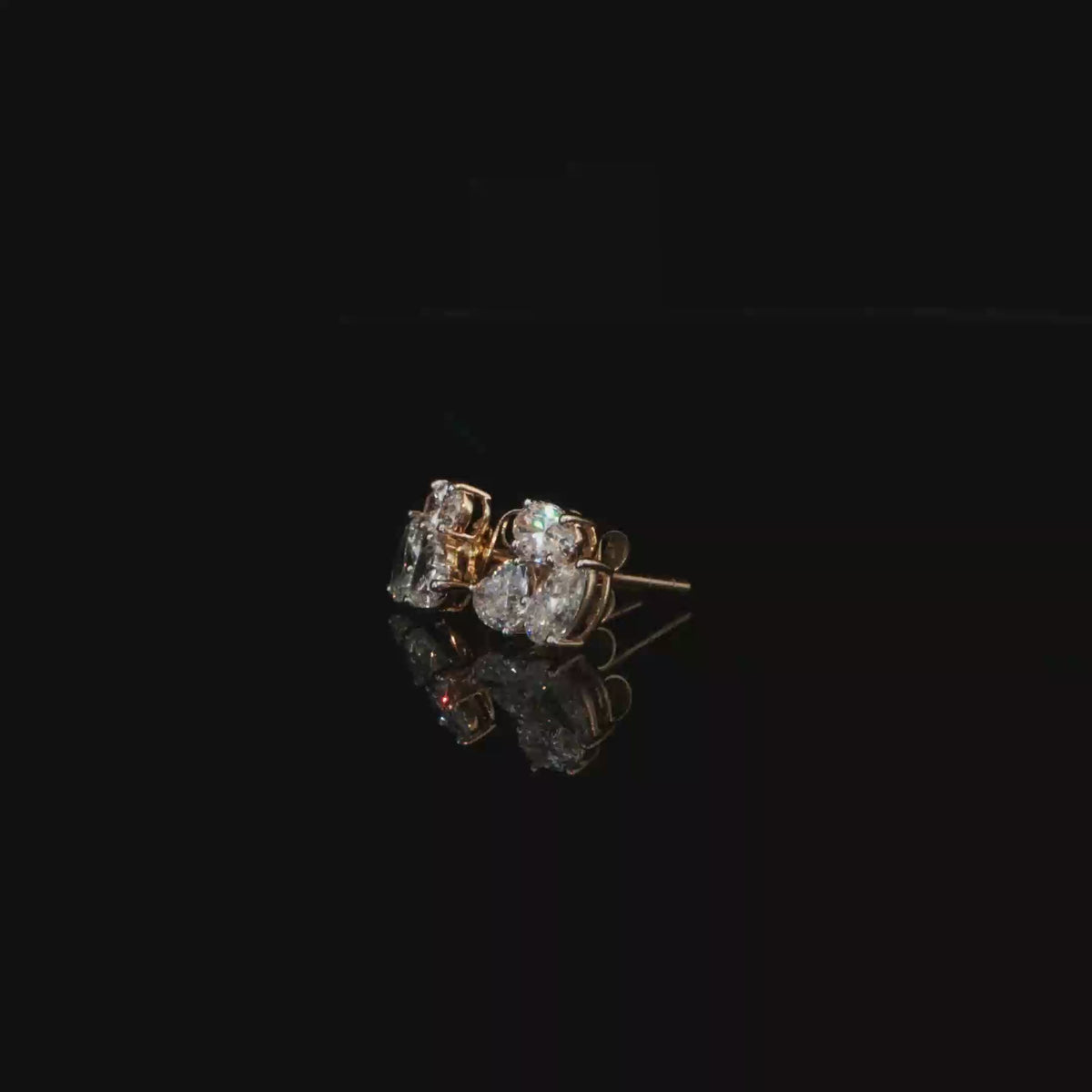 1.43 CTW Multi-Shape Lab-Grown Diamond Cluster Stud Earrings in 14K Yellow Gold