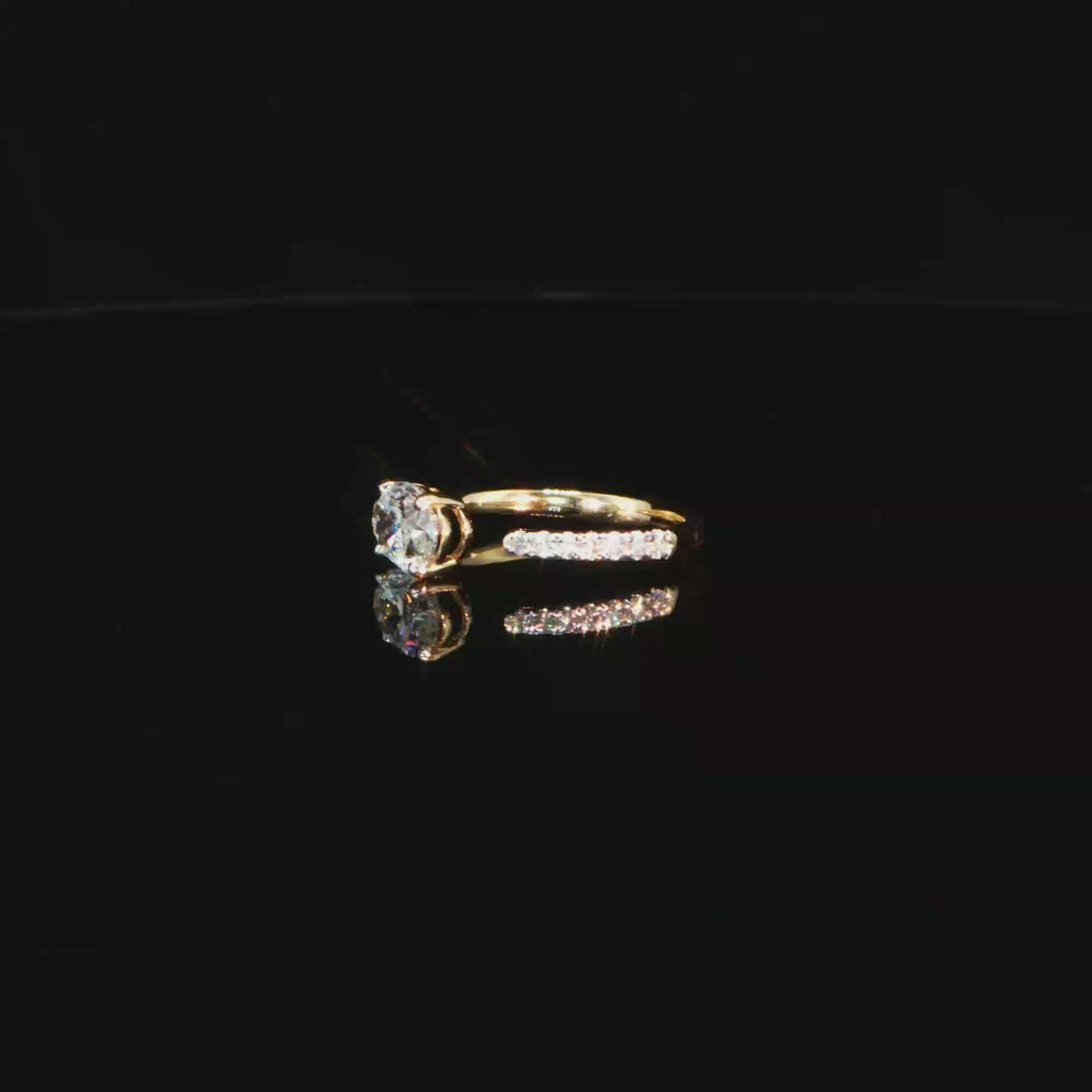 1.17 CTW Oval Cut Lab-Grown Diamond Solitaire Ring with Pavé Accents in 14K Yellow Gold