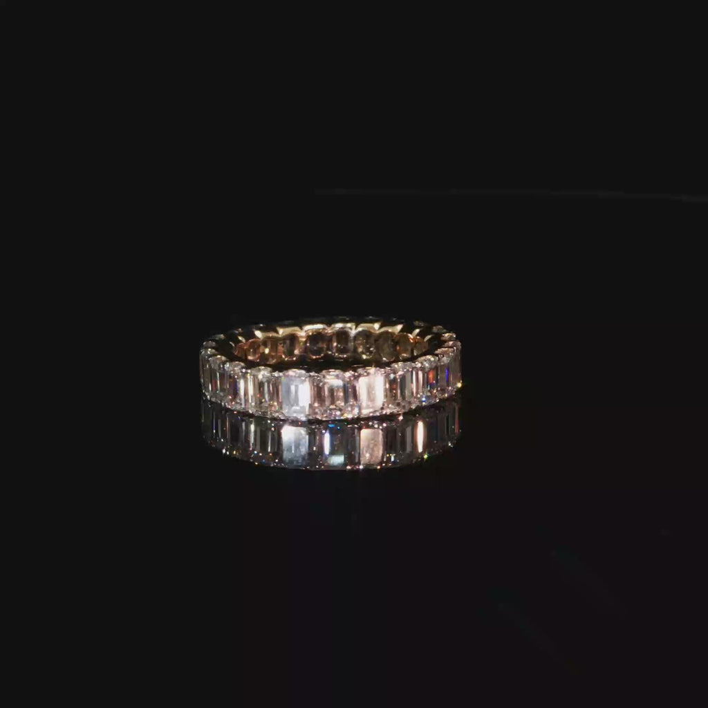 5.39 CTW Emerald Cut Lab-Grown Diamond Eternity Ring in 14K Yellow Gold