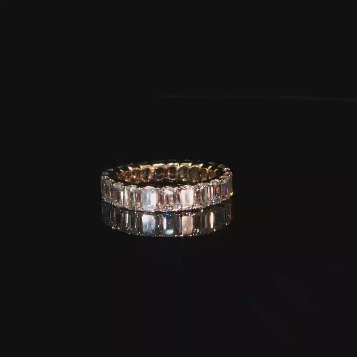 5.39 CTW Emerald Cut Lab-Grown Diamond Eternity Ring in 14K Yellow Gold